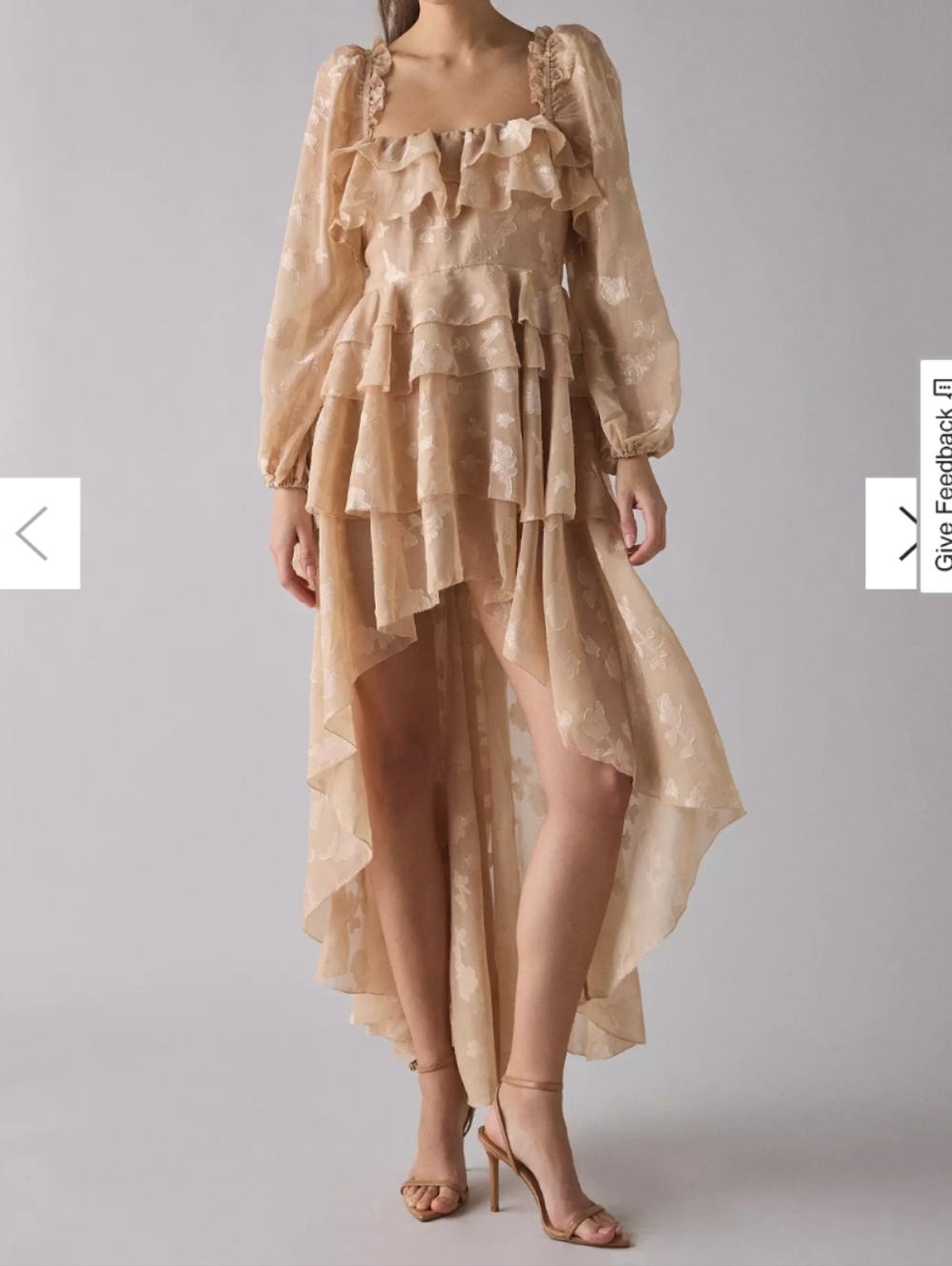 For Love And Lemons Colette Satin Burnout Ruffle Dress